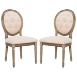 Safavieh Holloway Tufted Oval Side Chair, FOX6235 - Beige/Rustic Oak (Set of 2)