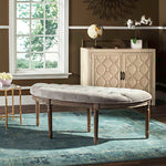 Safavieh Abilene Tufted Rustic Semi Circle Bench , FOX6238 - Grey Velvet/Rustic Oak
