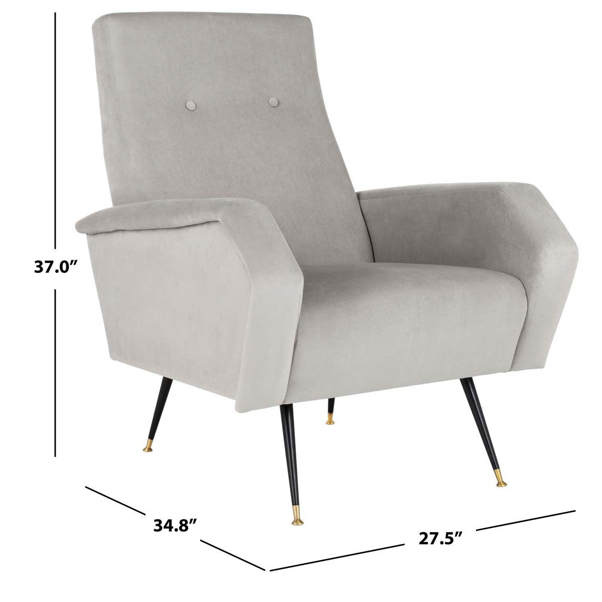 Safavieh Aida Velvet Retro Mid Century Accent Chair , FOX6258 - Grey Velvet