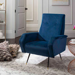 Safavieh Aida Velvet Retro Mid Century Accent Chair , FOX6258 - Navy Velvet
