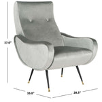 Safavieh Elicia Velvet Retro Mid Century Accent Chair , FOX6260 - Light Grey Velvet