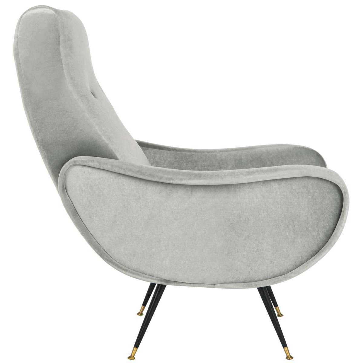 Safavieh Elicia Velvet Retro Mid Century Accent Chair , FOX6260 - Light Grey Velvet