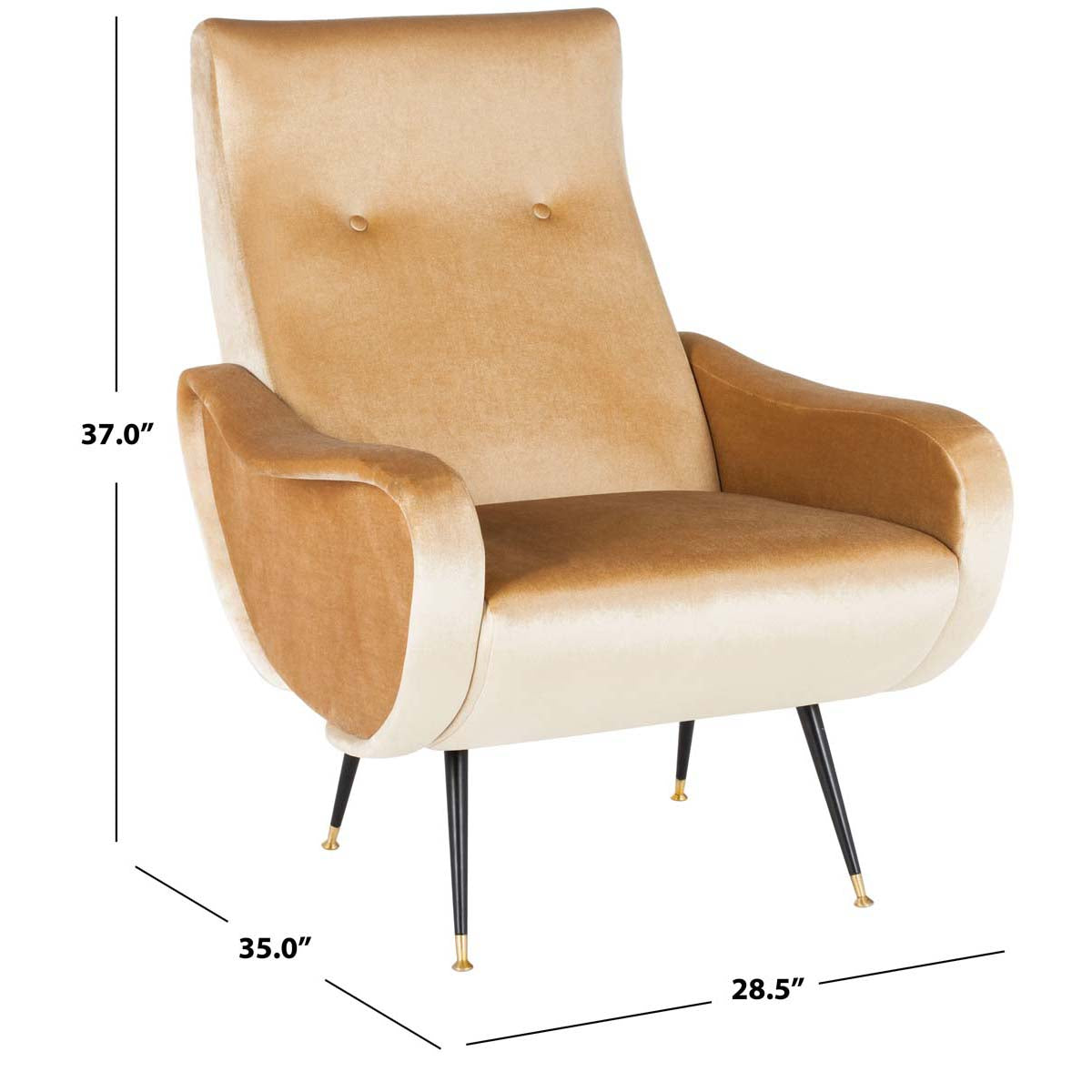 Safavieh Elicia Velvet Retro Mid Century Accent Chair , FOX6260 - Camel Velvet