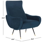 Safavieh Elicia Velvet Retro Mid Century Accent Chair , FOX6260 - Navy Velvet