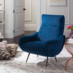 Safavieh Elicia Velvet Retro Mid Century Accent Chair , FOX6260 - Navy Velvet