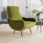 Safavieh Elicia Velvet Retro Mid Century Accent Chair , FOX6260 - Olive Green