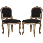 Safavieh Eloise 20''H French Leg Dining Chair, FOX6264 - Black Linen/Rustic Oak (Set of 2)