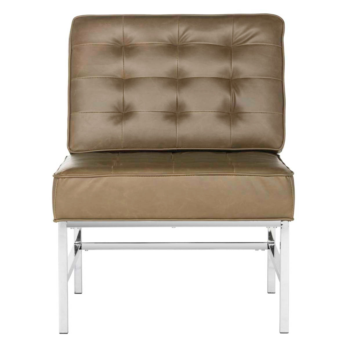 Safavieh Ansel Modern Tufted Leather Chrome Accent Chair , FOX6268