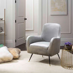 Safavieh Noelle Velvet Retro Mid Century Accent Chair , FOX6269 - Light Grey