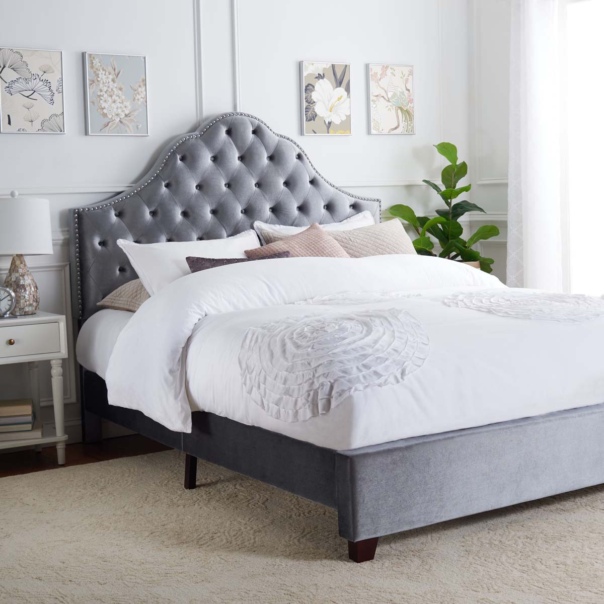 Safavieh Beckham Bed , FOX6273 - Grey