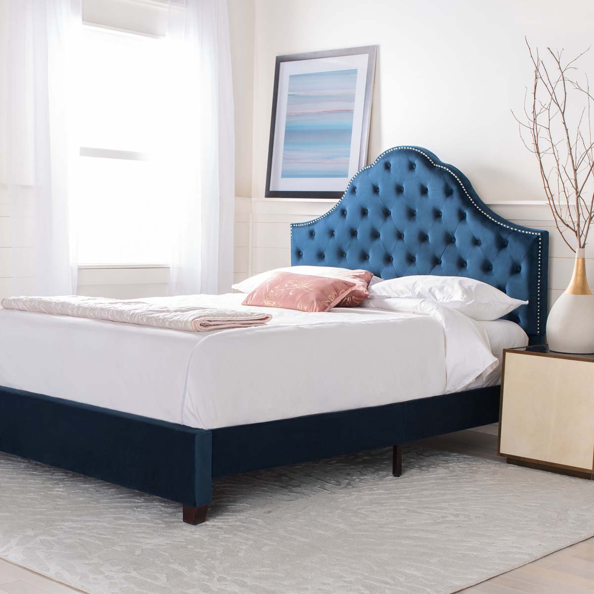 Safavieh Beckham Bed , FOX6273 - Navy