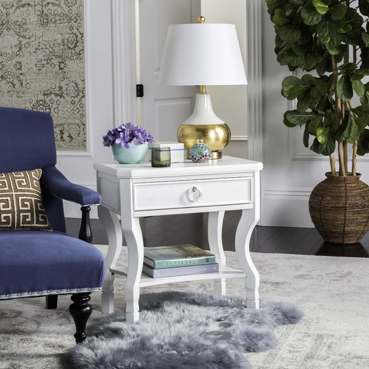 Safavieh Alaia One Drawer Night Stand , FOX6275 - White