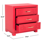 Safavieh Raina Three Drawer Greek Key Night Stand , FOX6278 - Red