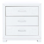 Safavieh Raina Three Drawer Greek Key Night Stand  , FOX6278 - White / Silver