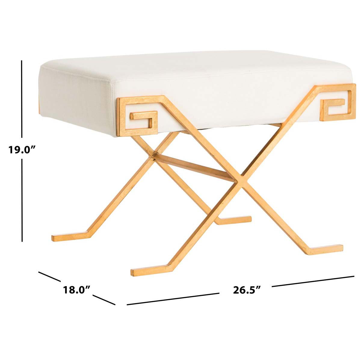 Safavieh Luna Greek Key Bench , FOX6281 - Light Beige