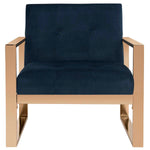 Safavieh Vasco Accent Chair , FOX6290 - Navy Velvet/Brass