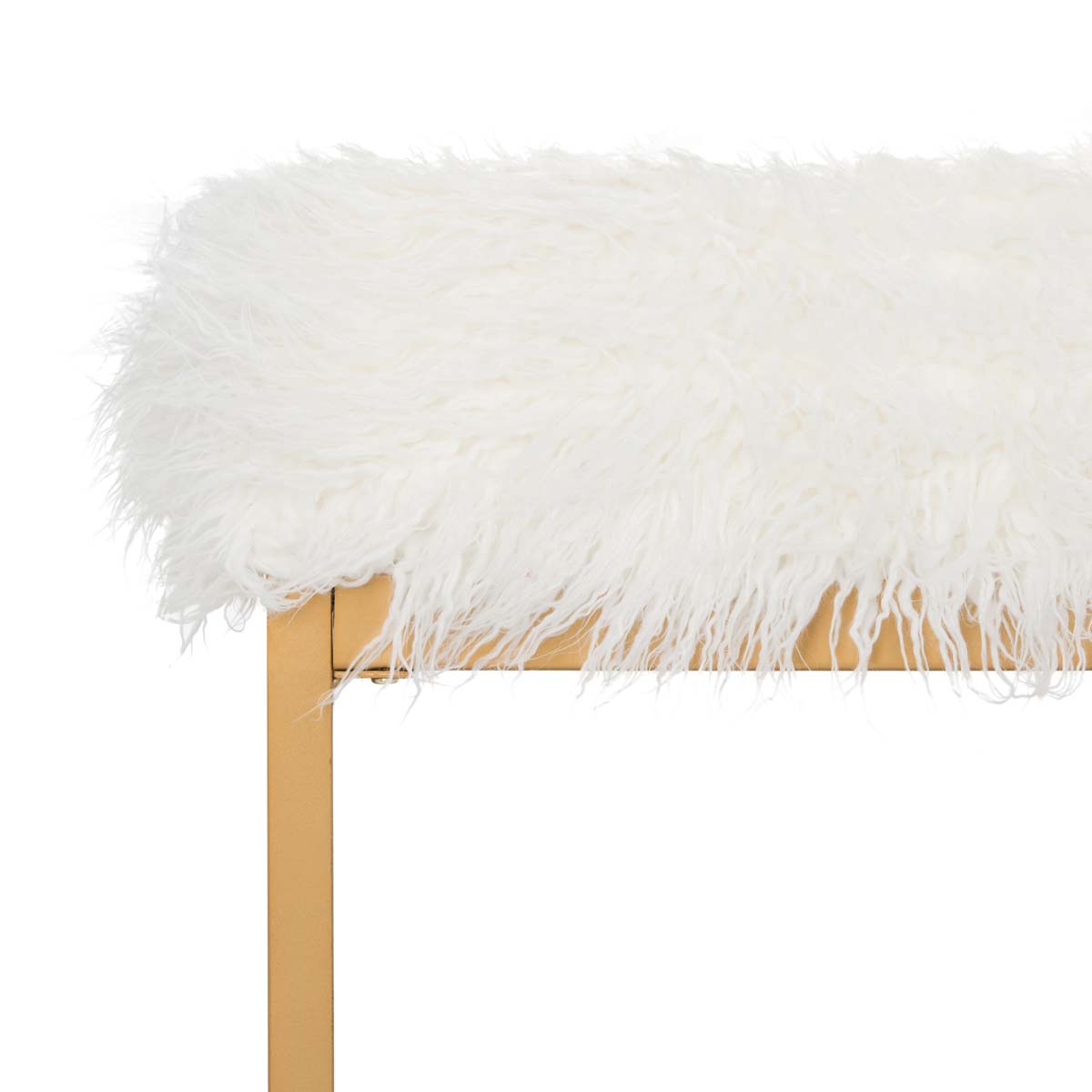 Safavieh Mera Faux Sheepskin Bench , FOX6291 - White Faux/Gold Liquid