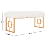 Safavieh Mera Faux Sheepskin Bench , FOX6291 - White Faux/Gold Liquid