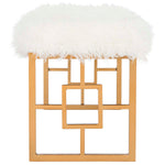 Safavieh Mera Faux Sheepskin Bench , FOX6291 - White Faux/Gold Liquid