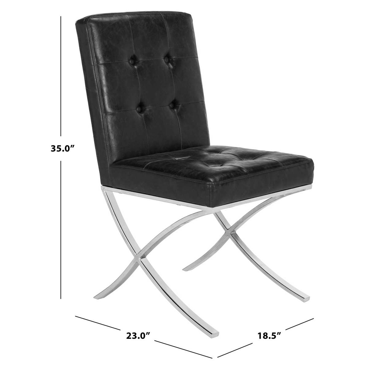 Safavieh Walsh Tufted Side Chair , FOX6300 - Black Pu/Chrome