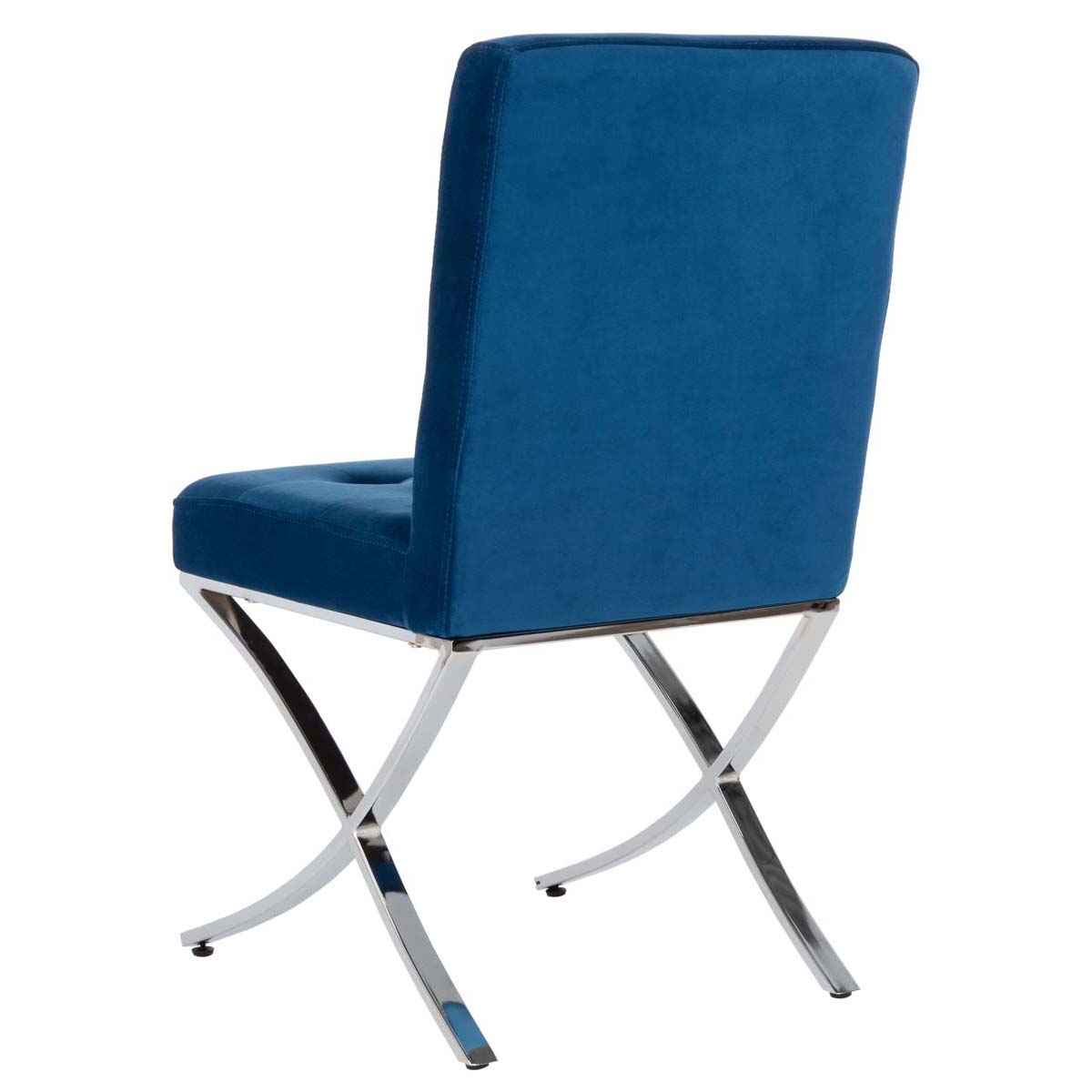 Safavieh Walsh Tufted Side Chair , FOX6300 - Navy Velvet/Chrome