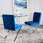 Safavieh Walsh Tufted Side Chair , FOX6300 - Navy Velvet/Chrome