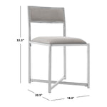 Safavieh Menken Chrome Side Chair, FOX6301 - Grey Velvet/Metal Chrome (Set of 2)