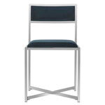 Safavieh Menken Chrome Side Chair, FOX6301 - Navy Velvet/Metal Chrome (Set of 2)