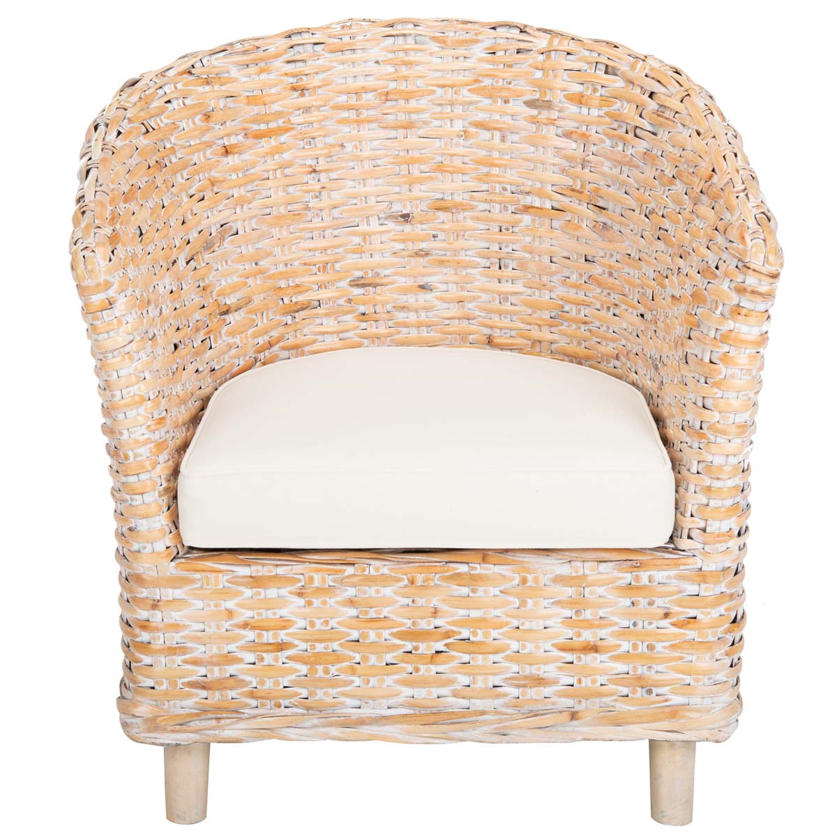 Safavieh Omni Rattan Barrel Chair , FOX6501 - Natural White Wash/White 