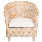 Safavieh Omni Rattan Barrel Chair , FOX6501 - Natural White Wash/White 