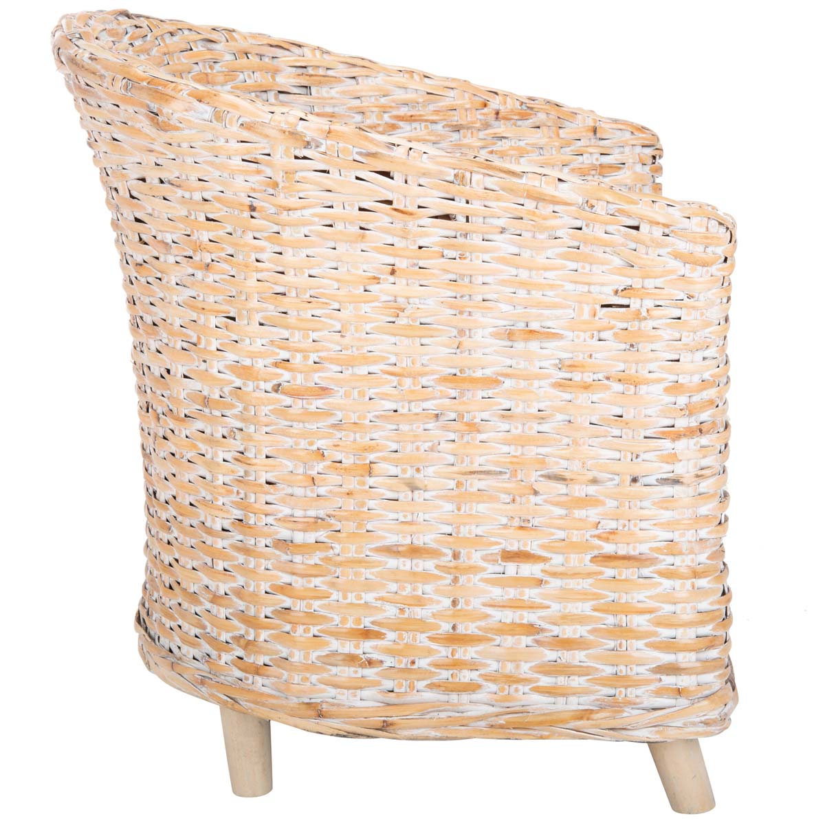 Safavieh Omni Rattan Barrel Chair , FOX6501 - Natural White Wash/White 