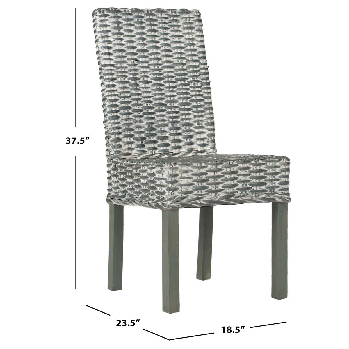 Safavieh Wheatley 18''H Rattan Side Chair, FOX6525 - Grey White Washed (Set of 2)