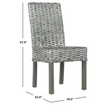 Safavieh Wheatley 18''H Rattan Side Chair, FOX6525 - Grey White Washed (Set of 2)