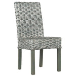 Safavieh Wheatley 18''H Rattan Side Chair, FOX6525 - Grey White Washed (Set of 2)