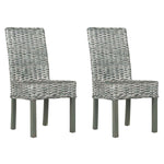 Safavieh Wheatley 18''H Rattan Side Chair, FOX6525 - Grey White Washed (Set of 2)