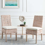 Safavieh Sanibel Side Chair W/ Cushion , FOX6541 - Natural White Wash / White