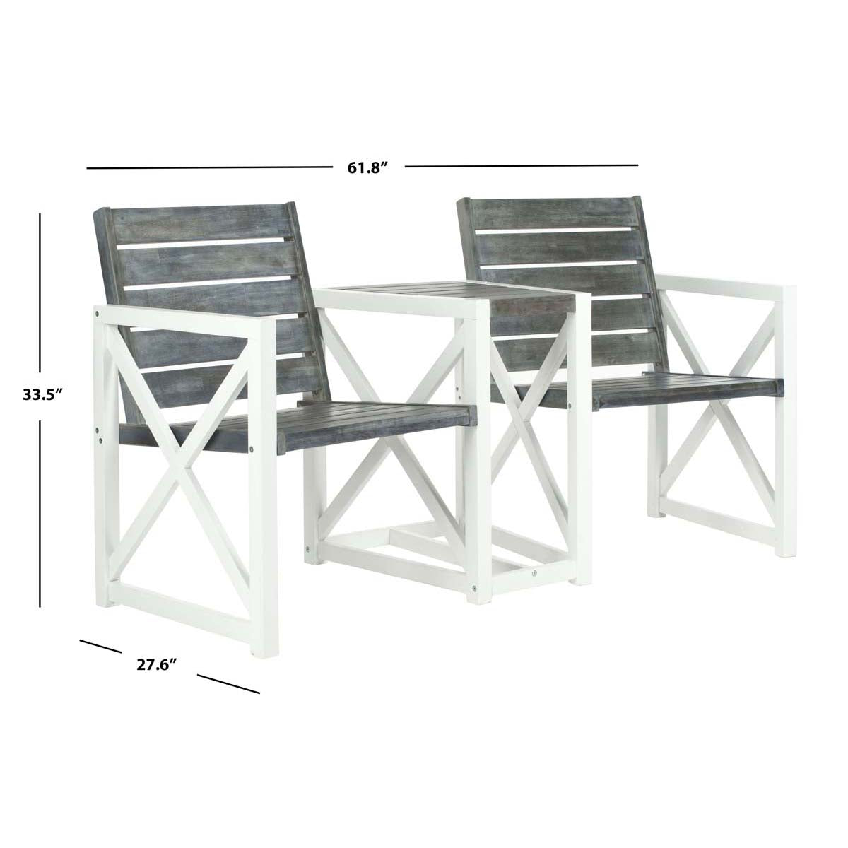 Safavieh Jovanna 2 Seat Bench , FOX6707 - White/Ash Grey