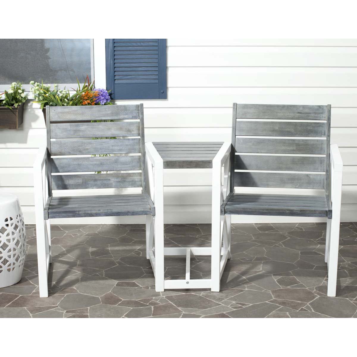 Safavieh Jovanna 2 Seat Bench , FOX6707 - White/Ash Grey