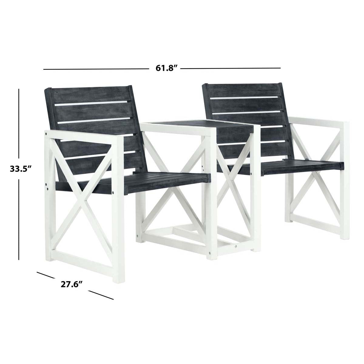 Safavieh Jovanna 2 Seat Bench , FOX6707 - White/Dark Slate Grey