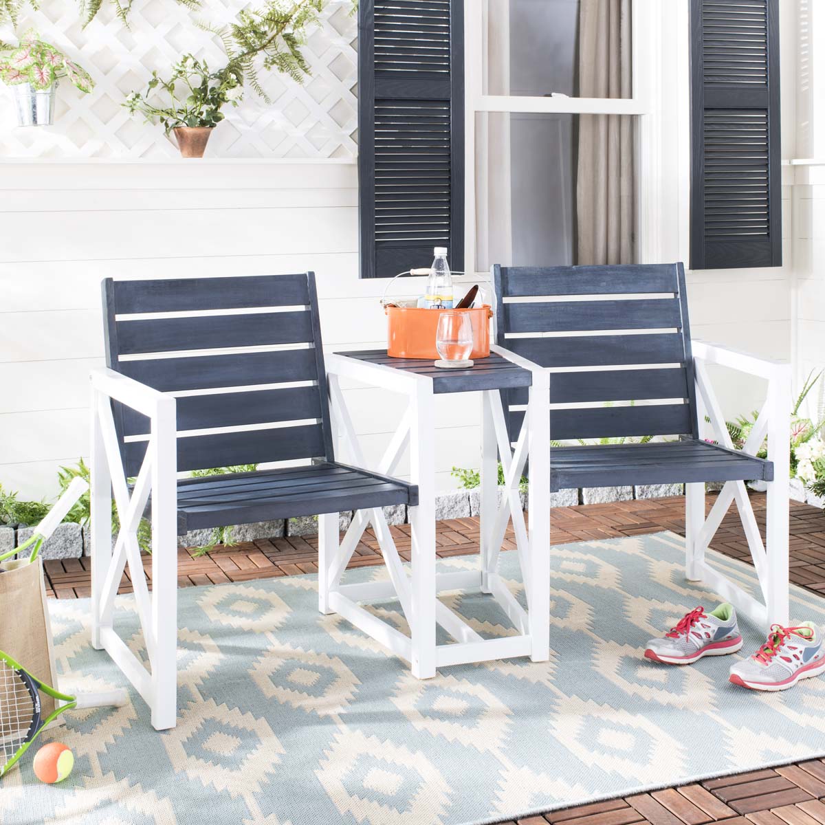 Safavieh Jovanna 2 Seat Bench , FOX6707 - White/Dark Slate Grey