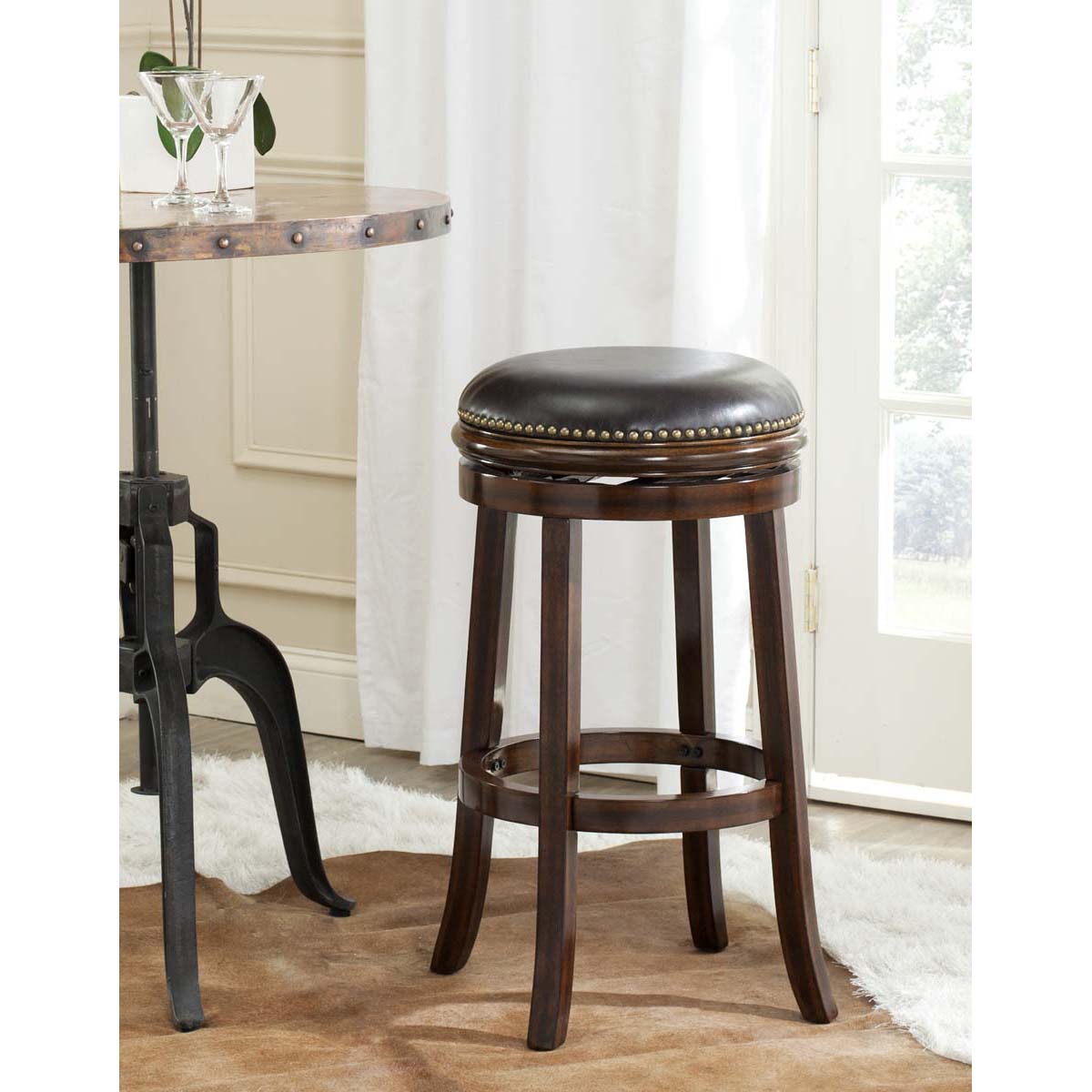 Safavieh Biagio Swivel Bar Stool , FOX7007 - Espresso/Brown