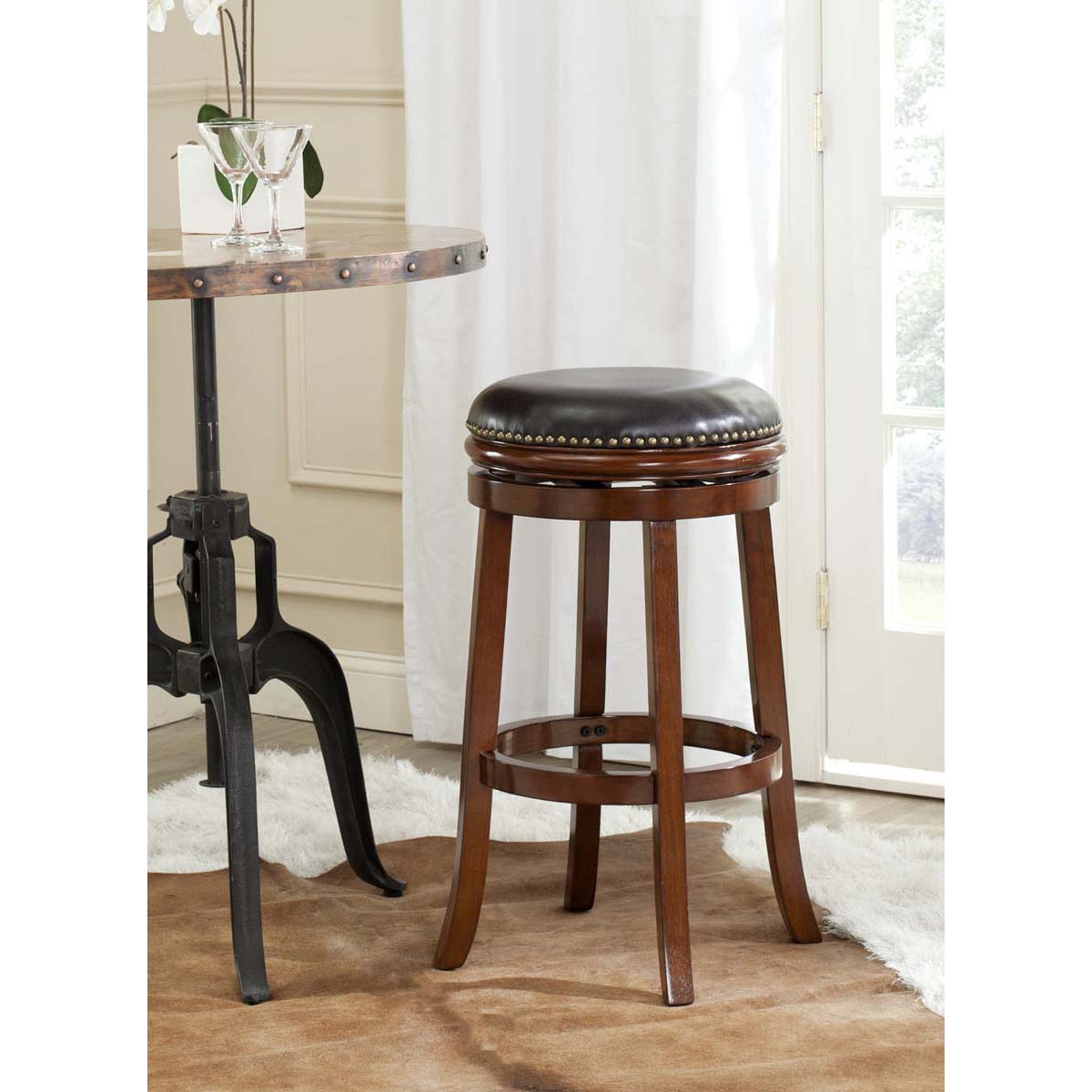 Safavieh Biagio Swivel Bar Stool , FOX7007 - Walnut/Brown