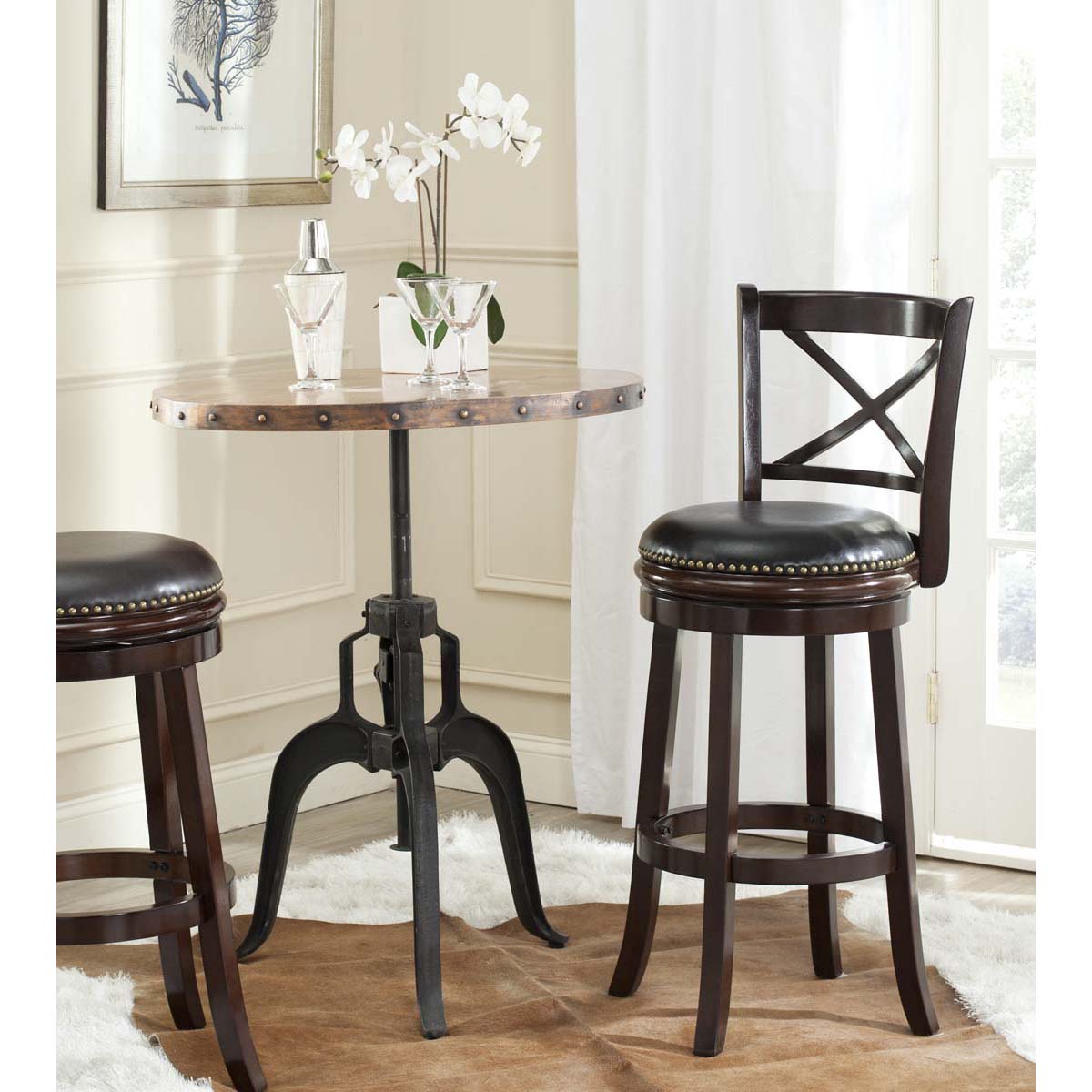Safavieh Butler Swivel Bar Stool , FOX7014 - Cappuccino/Black