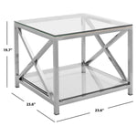 Safavieh Couture Hayward Chrome End Table With Glass Top