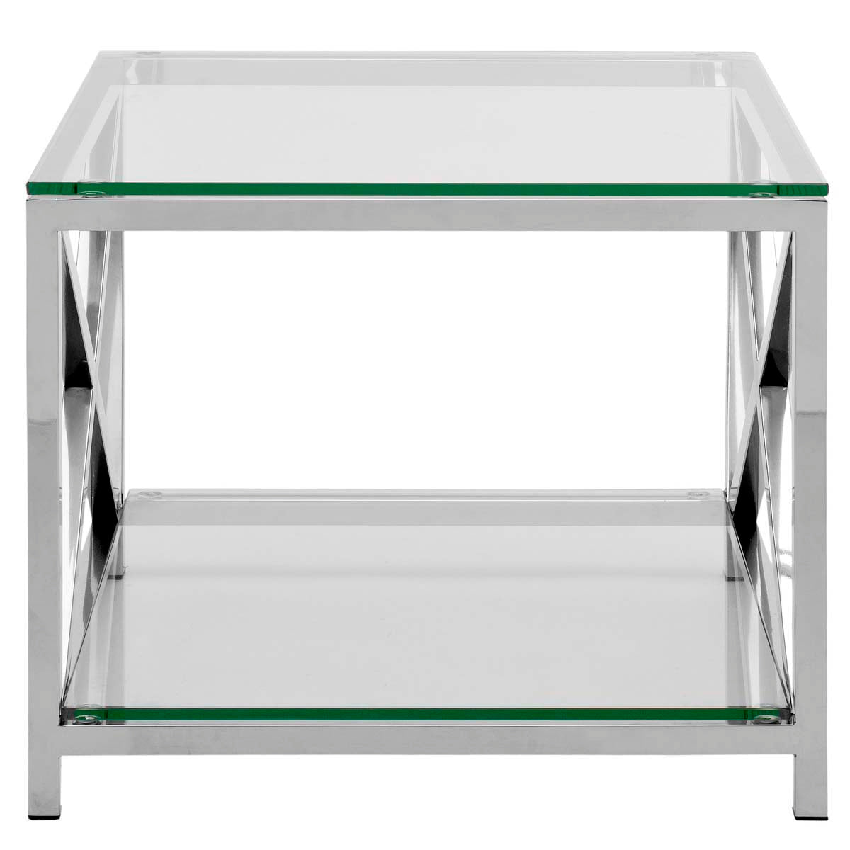 Safavieh Couture Hayward Chrome End Table With Glass Top