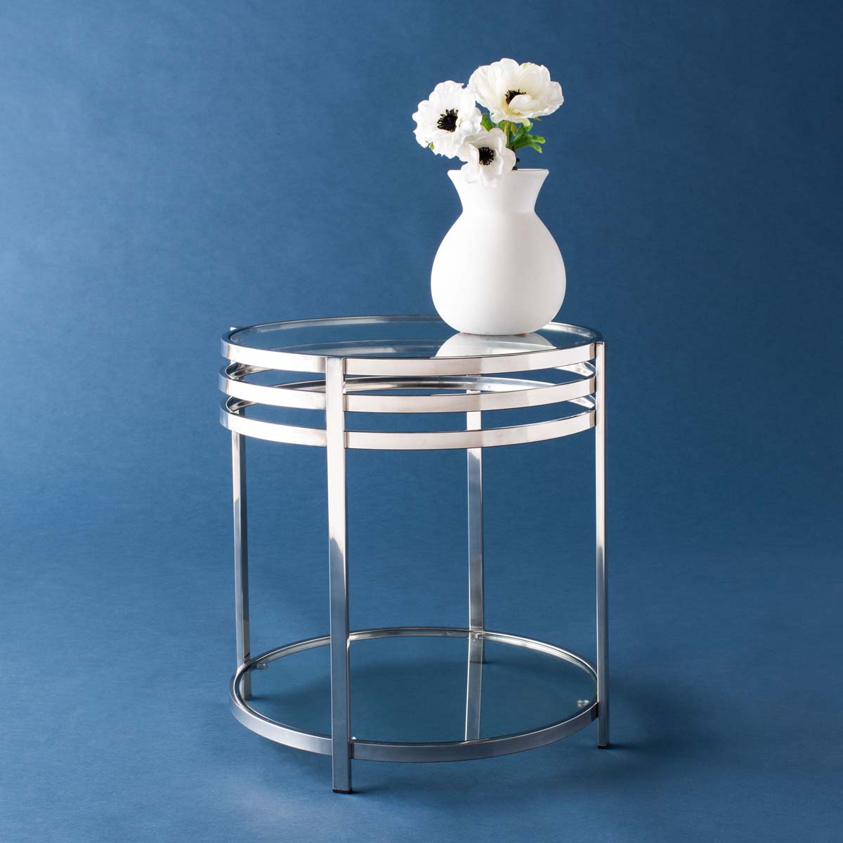 Safavieh Couture Malory Chrome End Table With Glass Top