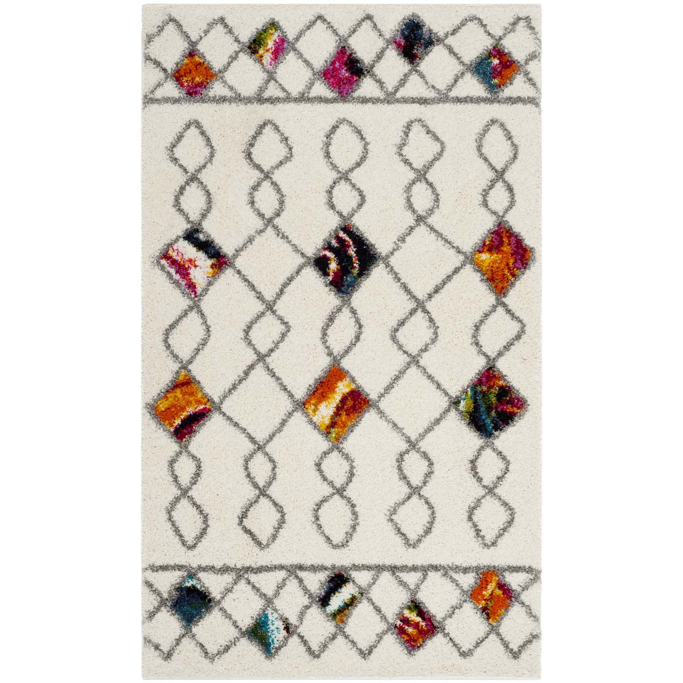 Safavieh Fiesta Shag 361 Rug, FSG361 - Cream / Multi