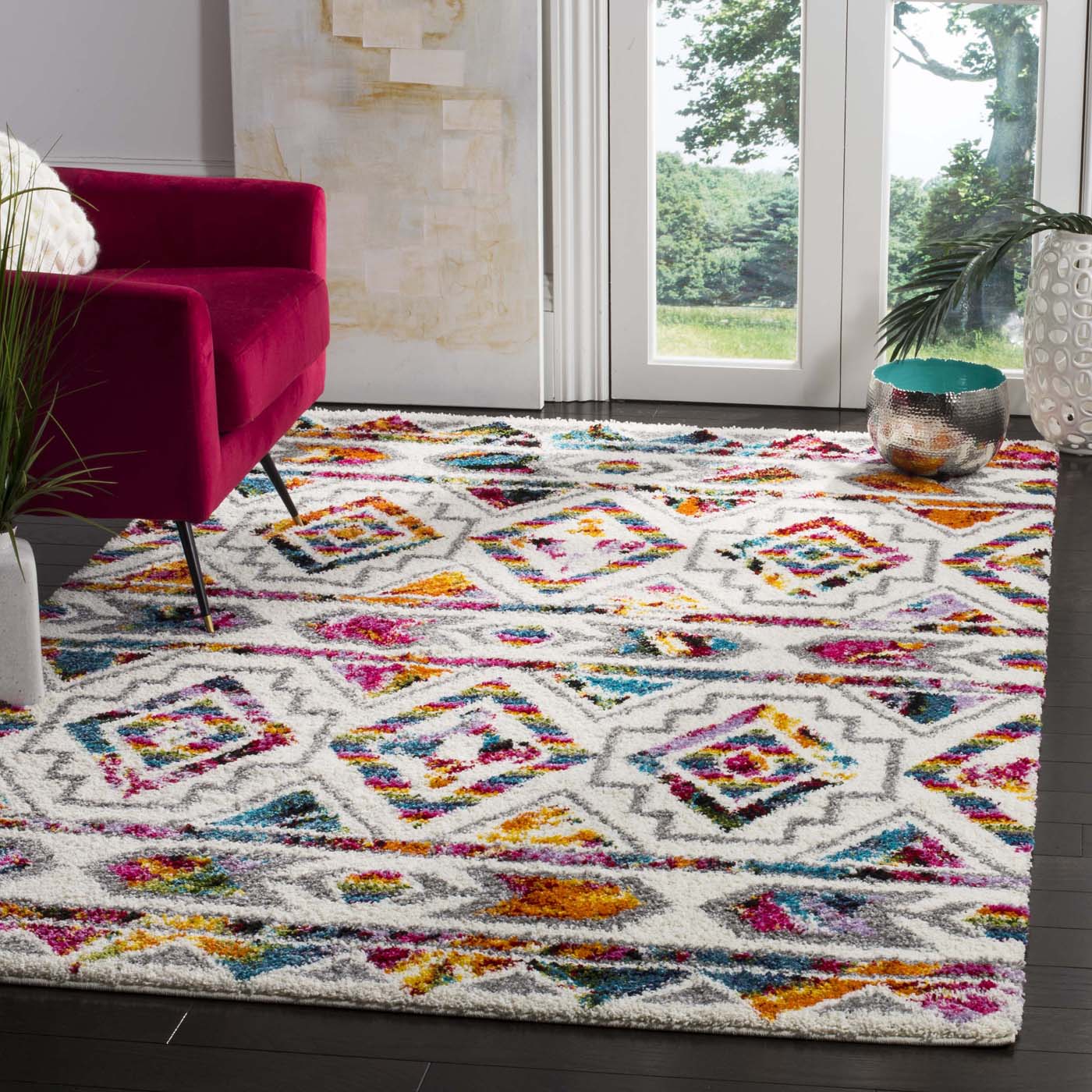 Safavieh Fiesta Shag 365 Rug, FSG365 - Cream / Multi