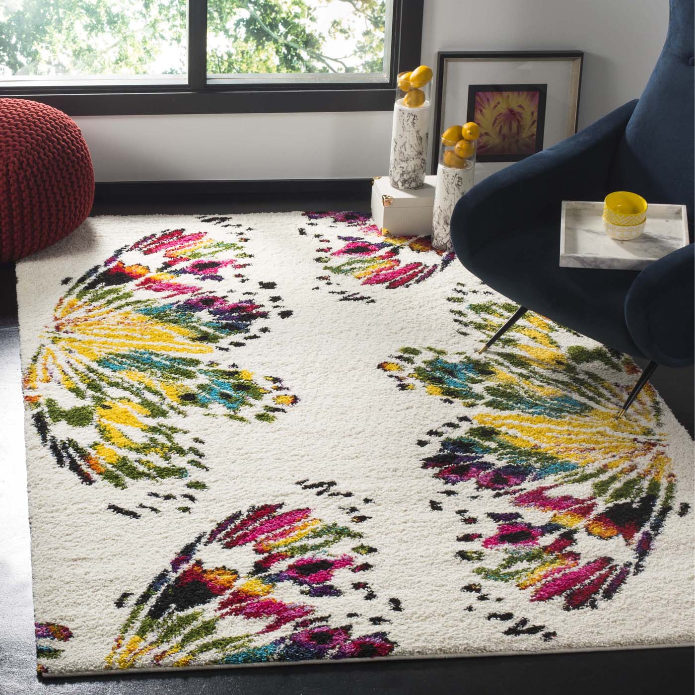 Safavieh Fiesta Shag 368 Rug, FSG368 - Cream / Multi