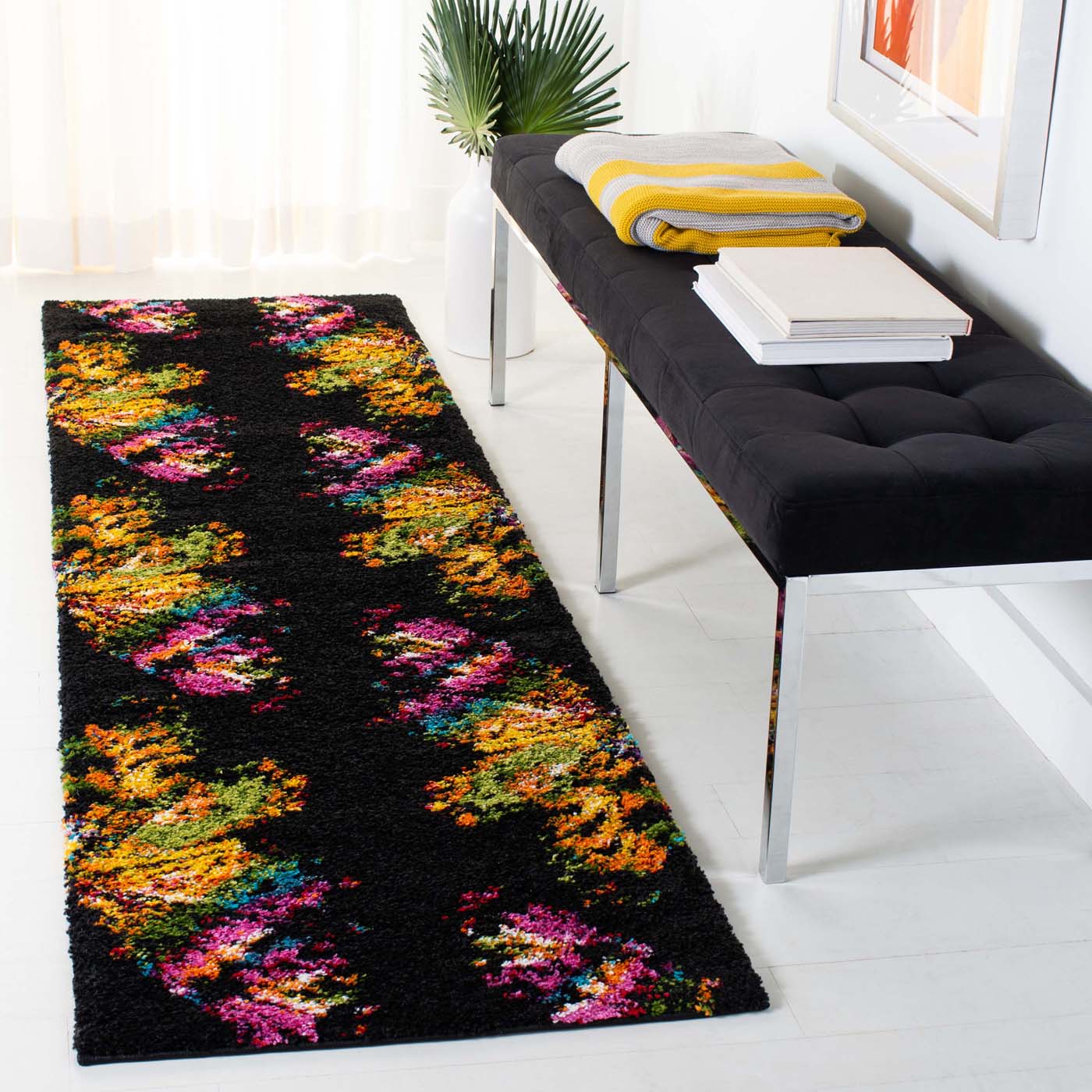 Safavieh Fiesta Shag 368 Rug, FSG368 - Black / Yellow